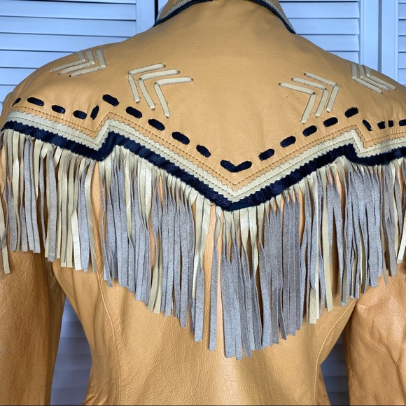 Western leather fringe jacket, Pioneer Wear size medium - Picture 11 of 13